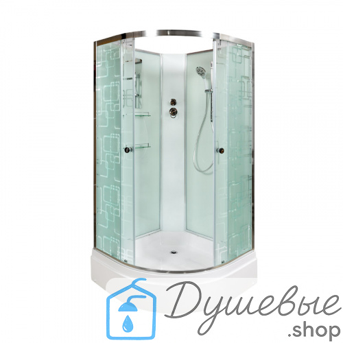 Душевая кабина AvaCan EM2710 N 100×100 см, четверть круга, стекло с узором, универсальная ориентация, без крыши, без гидромассажа