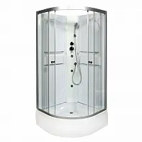 Душевая кабина AvaCan L580 N с гидромассажем, 80×80 см, четверть круга, прозрачное стекло, универсальная ориентация, без крыши