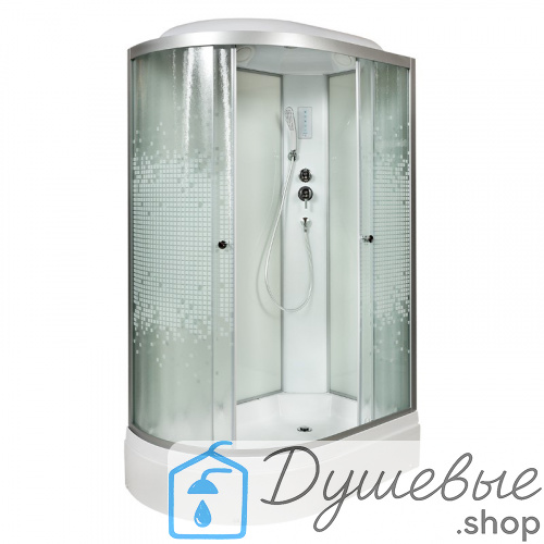 Душевая кабина AvaCan L 720 R с электрикой, 120×80 см, асимметричная, стекло с узором, правая ориентация, с крышей, без гидромассажа