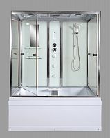 Душевая кабина AvaCan V160. Размер 160×85 см, прямоугольная форма, прозрачное стекло, универсальная ориентация, с крышей и гидромассажем.
