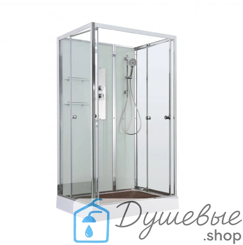 Душевая кабина AvaCan V2810N без крыши, 100×80 см, прямоугольная, прозрачное стекло, универсальная ориентация, без гидромассажа