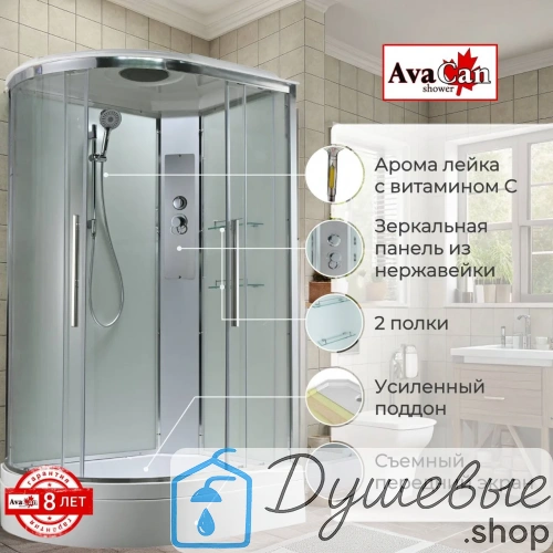 Душевая кабина AvaCan EM3912RT стандартная прозрачная 120×90см асимметричная, правая, с крышей, без гидромассажа. фото 3