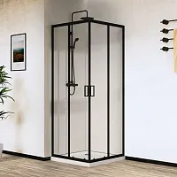 Душевой уголок Vincea City VSS-5CT9010CLB 1000х900 черный стекло прозрачное