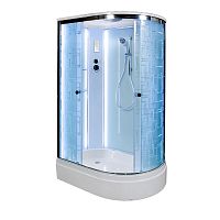 Душевая кабина AvaCan EM3012 L LED 120×90 см, асимметричная форма, стекло с узором, левая ориентация, с крышей.