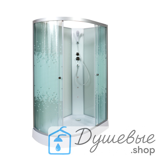 Душевая кабина AvaCan L902 R N без крыши, 120×80 см, асимметричная, стекло с узором, гидромассаж, правая