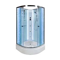 Душевая кабина AvaCan EM3011 N LED с гидромассажем, 110×110 см, четверть круга, стекло с узором, универсальная ориентация, без крыши.