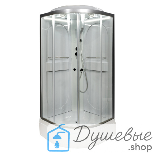 Душевая кабина AvaCan L510 LED 100×100 см, четверть круга, прозрачное стекло, универсальная ориентация, с крышей, без гидромассажа фото 4