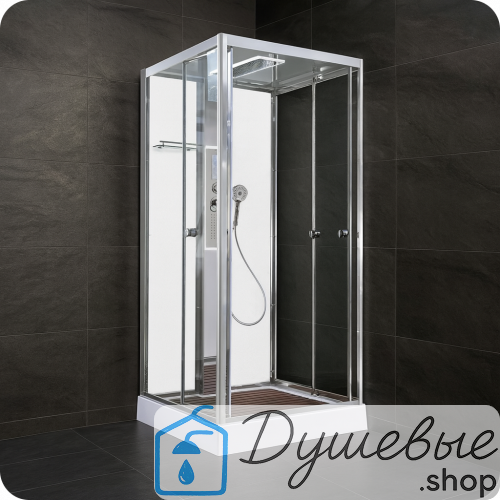 Душевая кабина AvaCan Z1910LEDMT 100×100 см, квадратная, прозрачное стекло, универсальная ориентация, крыша, гидромассаж.