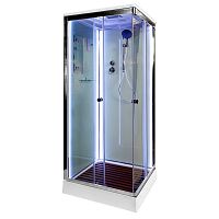 Душевая кабина AvaCan K401S LED, 100×100 см, квадратная, прозрачное стекло, универсальная ориентация, крыша, нет гидромассажа