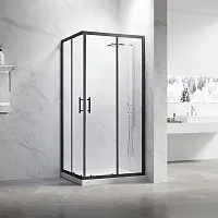 Душевой уголок Veconi Rovigo RV27B-11080-01-C8 1100х800х1900 черный стекло прозрачное