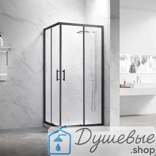 Душевой уголок Veconi Rovigo RV27B-10080-01-C8 1000х800х1900 черный стекло прозрачное