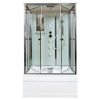 Душевая кабина AvaCan V1245 120×90 см прямоугольная, прозрачное стекло, универсальная ориентация, с крышей и гидромассажем.