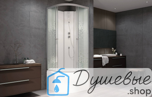 Душевая кабина AvaCan L990 N без крыши, 90×90 см, четверть круга, матовое стекло, универсальная ориентация, без гидромассажа фото 4