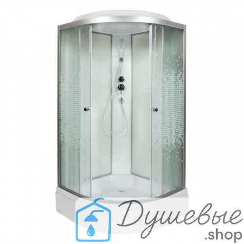 Душевая кабина AvaCan L 710 стандартная, 100×100 см, четверть круга, стекло с узором, универсальная ориентация, с крышей, без гидромассажа