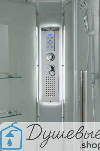 Душевая кабина AvaCan EM5010LEDT прозрачная, 100×100 см, четверть круга, прозрачное стекло, универсальная ориентация, с крышей, с гидромассажем фото 9