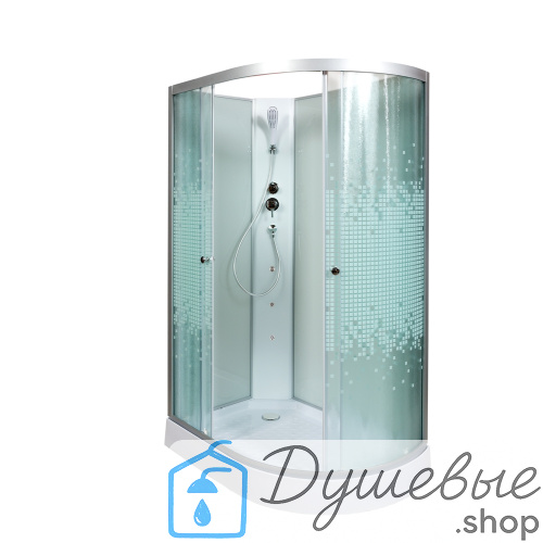 Душевая кабина AvaCan L902 L N без крыши 120×80 см, асимметричная форма, стекло с узором, гидромассаж, левая ориентация