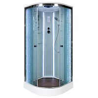 Душевая кабина AvaCan EM1510 LED 100×100 см, четверть круга, стекло с узором, универсальная ориентация, крыша, без гидромассажа