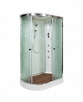 Душевая кабина AvaCan EM 1511 R 110×80 см, асимметричная форма, стекло с узором, правая ориентация, с крышей и гидромассажем