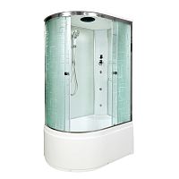 Душевая кабина AvaCan EM 4512 R с гидромассажем, 120×80 см, асимметричная форма, узорное стекло, правая ориентация, крыша.
