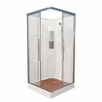 Душевая кабина AvaCan K2080N без крыши, 80×80 см, прямоугольная, прозрачное стекло, универсальная ориентация, без гидромассажа.