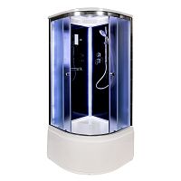 Душевая кабина AvaCan B10S LED BLACK 100×100 см, четверть круга, матовое стекло, крыша, без гидромассажа