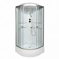 Душевая кабина AvaCan L580 с электрикой, 80×80 см, четверть круга, прозрачное стекло, универсальная ориентация, с крышей, без гидромассажа