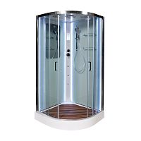 Душевая кабина AvaCan A09 LED с гидромассажем, 90×90 см, четверть круга, прозрачное стекло, универсальная ориентация, крыша.