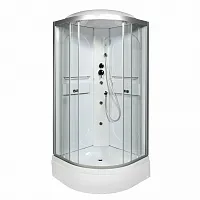 Душевая кабина AvaCan L580 с гидромассажем, 80×80 см, четверть круга, прозрачное стекло, универсальная ориентация, с крышей.