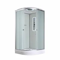 Душевая кабина AvaCan D2010 LED 100×100 см, четверть круга, матовое стекло, универсальная ориентация, с крышей и гидромассажом