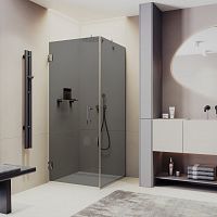 Душевой угол MaybahGlass MGY-1308-4 на петлях 8 мм стекло графит  90х90