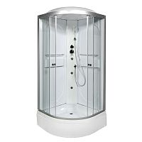 Душевая кабина AvaCan L590 с гидромассажем, 90×90 см, четверть круга, прозрачное стекло, универсальная ориентация, с крышей.